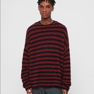Allsaints Rivven Black Red Stripe Oversize Sweater